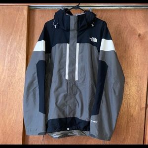 Vintage The North Face Hyvent Jacket Size XL Removable Hood Double Zipper Black
